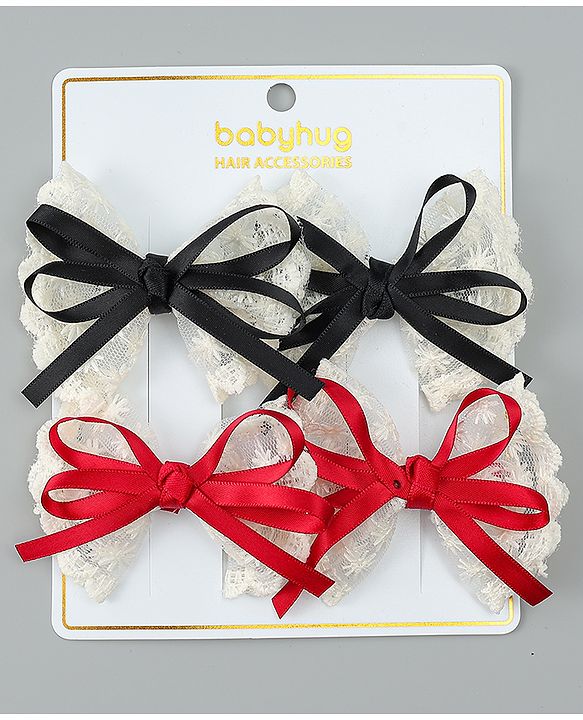 Babyhug Free Size Bow & Butterfly Clips Pack of 2 - Red