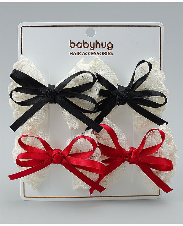 Babyhug Free Size Bow & Butterfly Clips Pack of 2 - Red