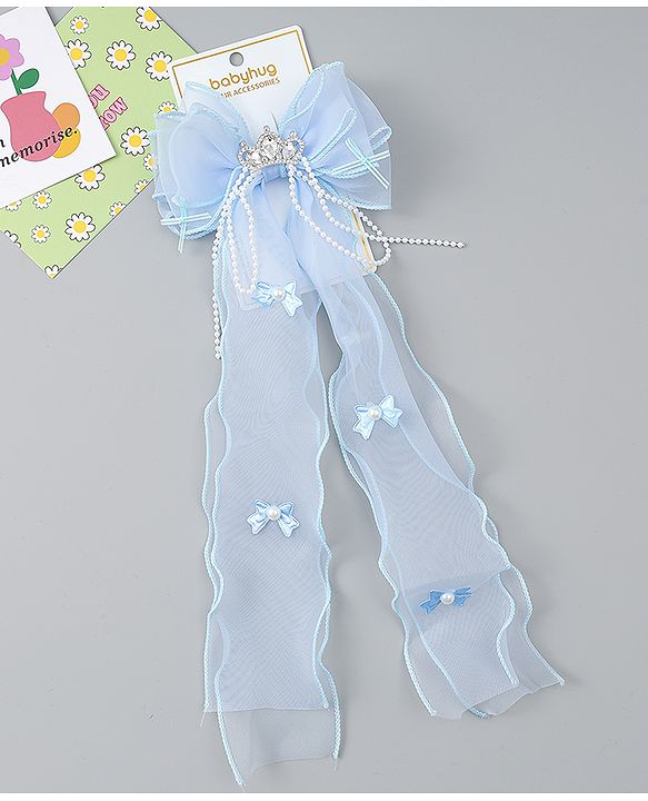 Babyhug Free Size Bow Clip with Crown Applique -  Purple