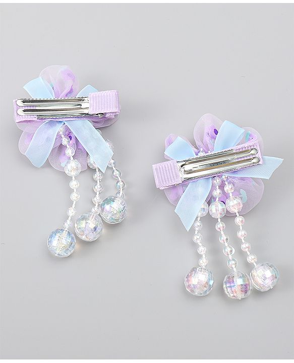 Babyhug Hair Clips with Floral Applique Pack of 2 Free Size - Purple