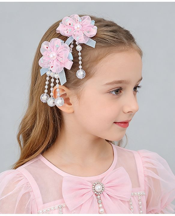 Babyhug Hair Clips with Floral Applique Pack of 2 Free Size - Purple