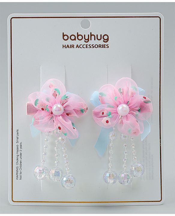 Babyhug Hair Clips with Floral Applique Pack of 2 Free Size - Purple