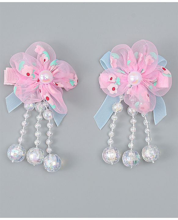 Babyhug Hair Clips with Floral Applique Pack of 2 Free Size - Purple