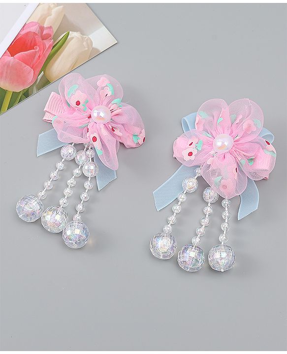 Babyhug Hair Clips with Floral Applique Pack of 2 Free Size - Purple