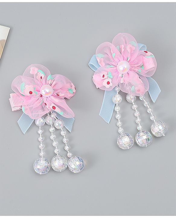 Babyhug Hair Clips with Floral Applique Pack of 2 Free Size - Purple