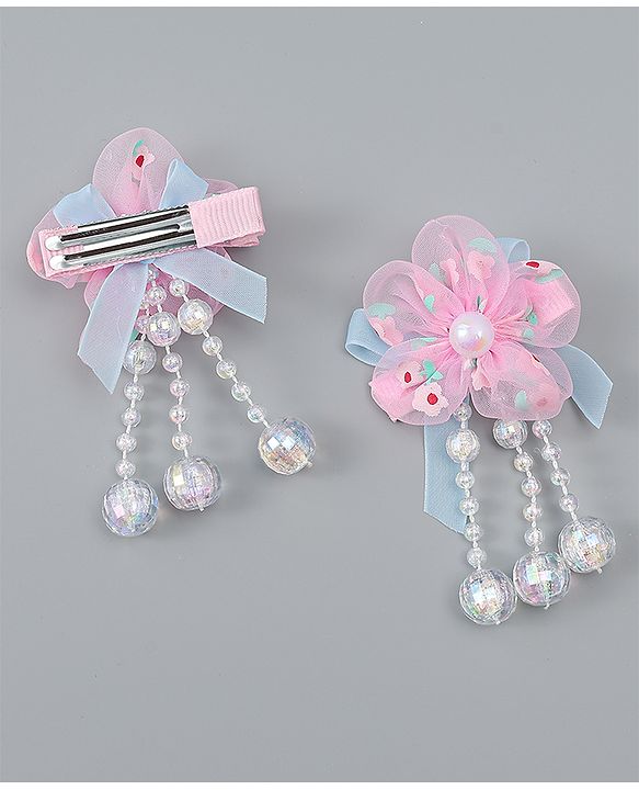 Babyhug Hair Clips with Floral Applique Pack of 2 Free Size - Purple