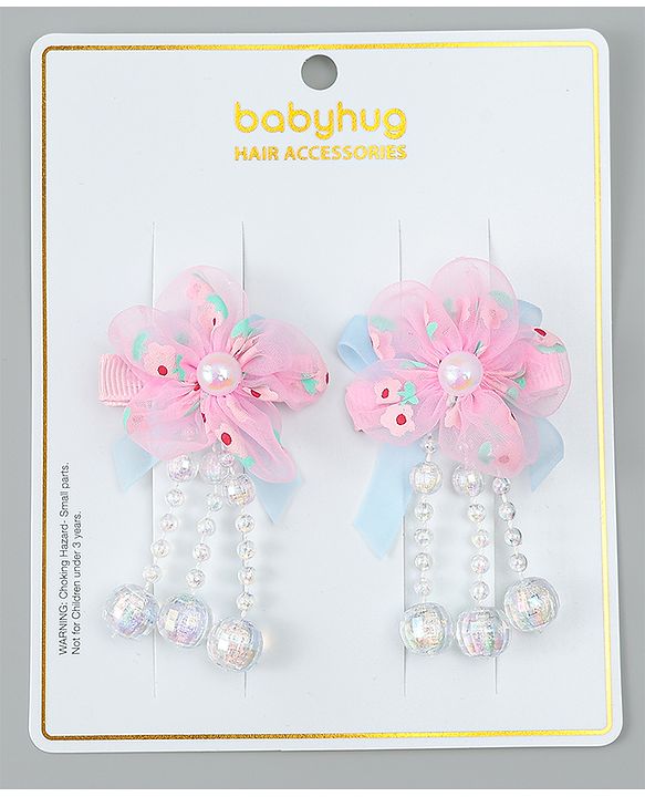 Babyhug Hair Clips with Floral Applique Pack of 2 Free Size - Purple