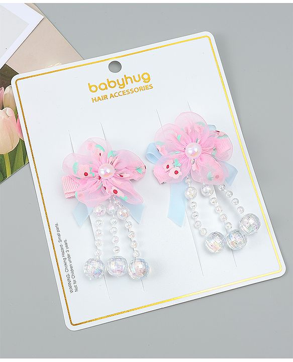 Babyhug Hair Clips with Floral Applique Pack of 2 Free Size - Purple