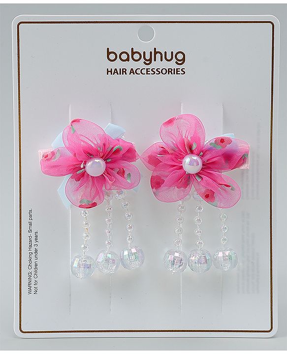 Babyhug Hair Clips with Floral Applique Pack of 2 Free Size - Purple