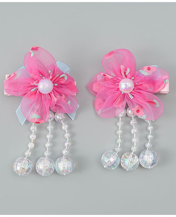 Babyhug Hair Clips with Floral Applique Pack of 2 Free Size - Purple
