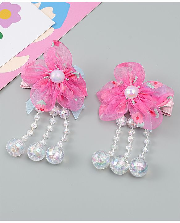 Babyhug Hair Clips with Floral Applique Pack of 2 Free Size - Purple