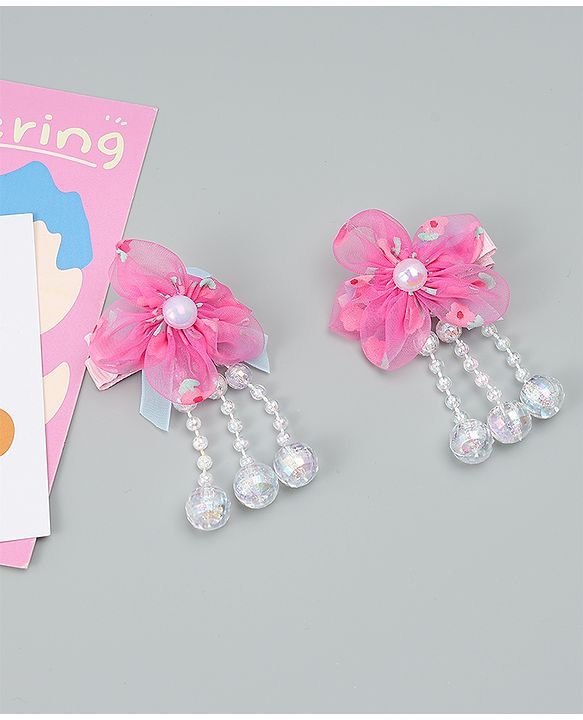 Babyhug Hair Clips with Floral Applique Pack of 2 Free Size - Purple