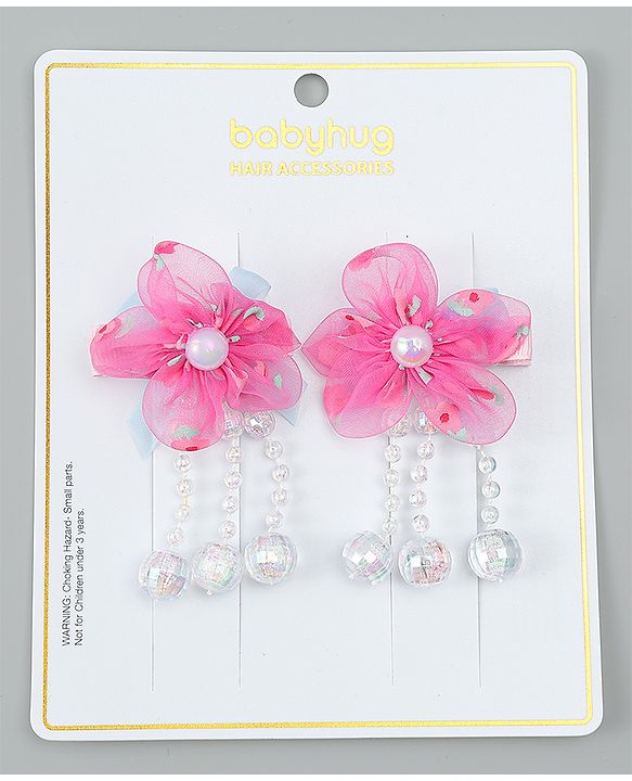 Babyhug Hair Clips with Floral Applique Pack of 2 Free Size - Purple