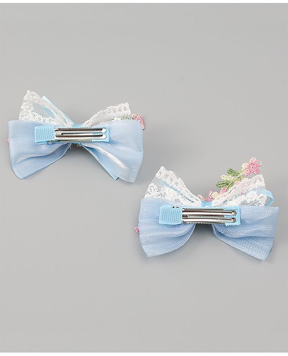 Babyhug Bow & Butterfly Clips With Pearls & Floral Applique Pack of 2 - Pink