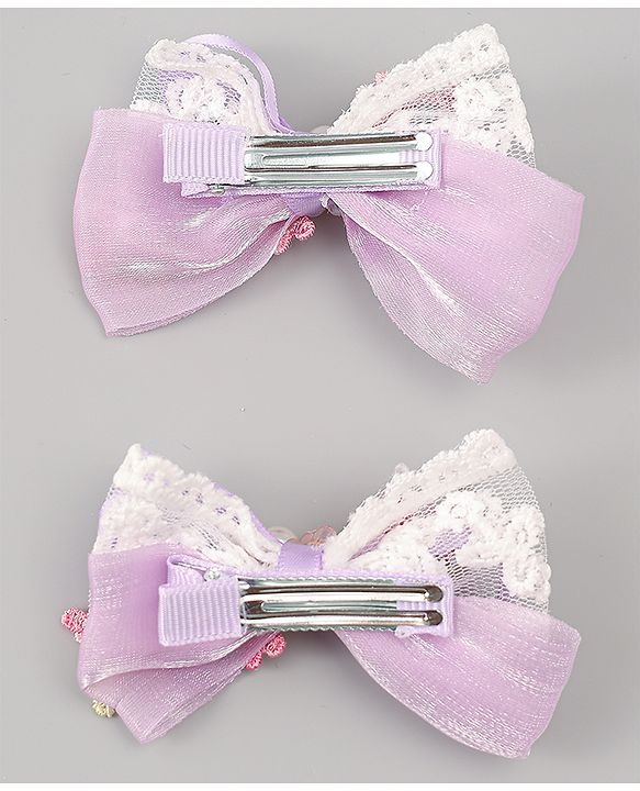 Babyhug Bow & Butterfly Clips With Pearls & Floral Applique Pack of 2 - Pink
