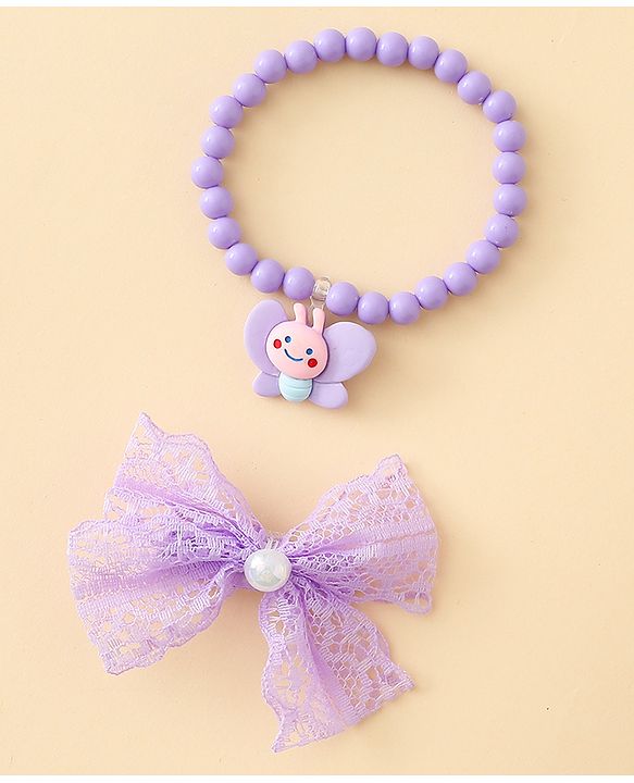 Babyhug Jewellery Set With Butterfly Applique - Purple