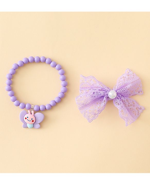 Babyhug Jewellery Set With Butterfly Applique - Purple
