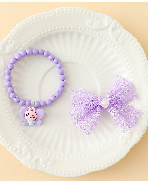 Babyhug Jewellery Set With Butterfly Applique - Purple