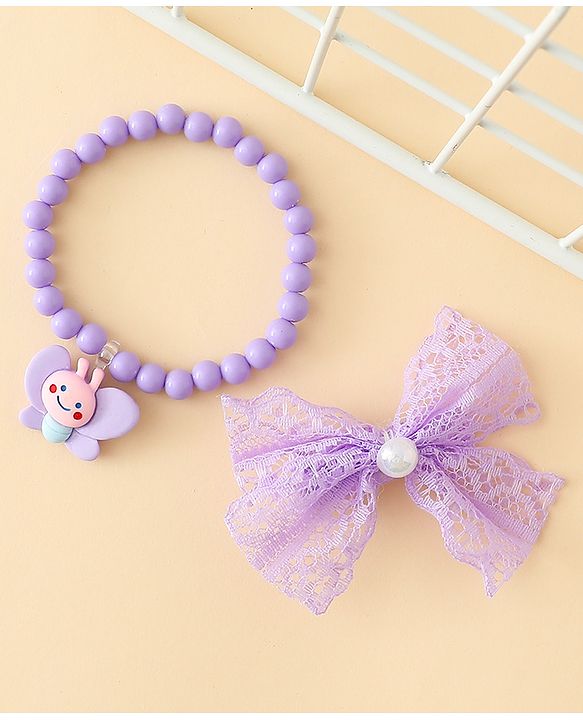 Babyhug Jewellery Set With Butterfly Applique - Purple