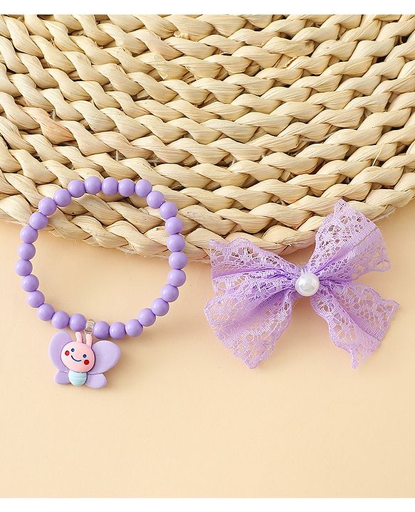 Babyhug Jewellery Set With Butterfly Applique - Purple
