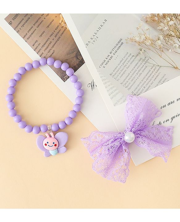 Babyhug Jewellery Set With Butterfly Applique - Purple