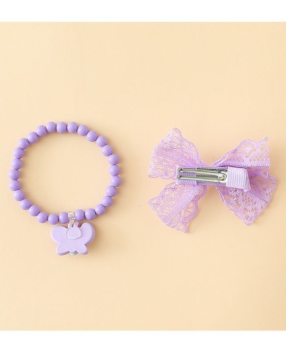 Babyhug Jewellery Set With Butterfly Applique - Purple