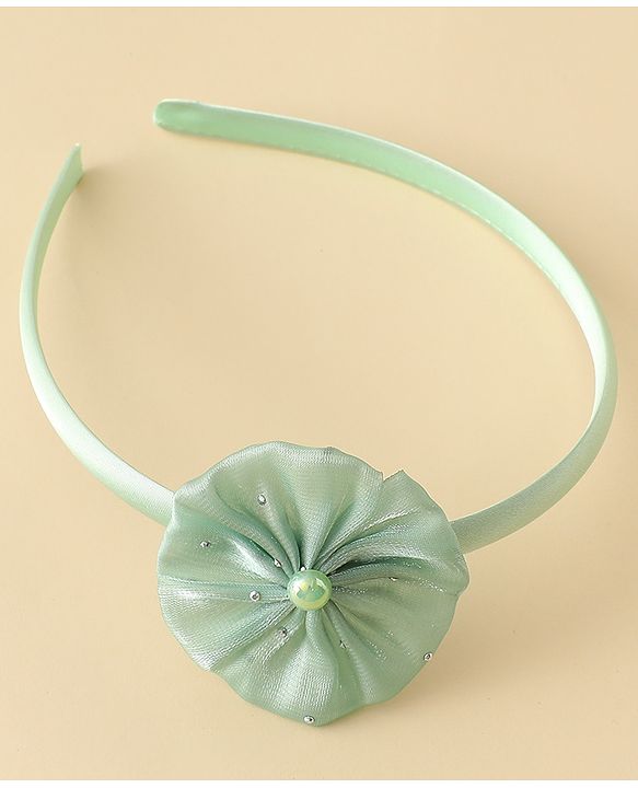 Babyhug Hair Band with Floral Applique - Sea Green