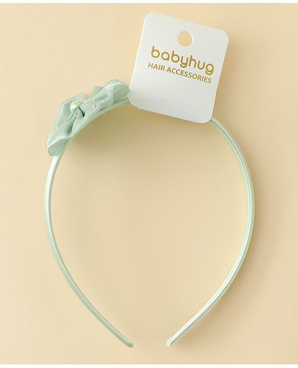 Babyhug Hair Band with Floral Applique - Sea Green