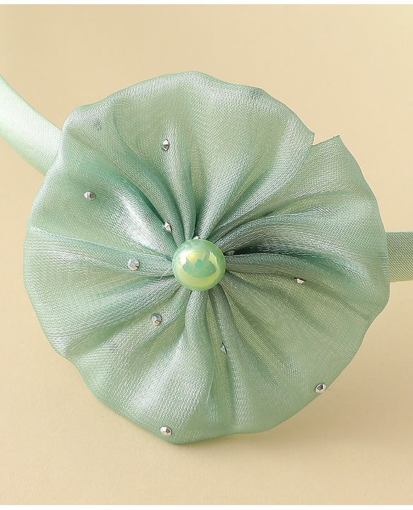 Babyhug Hair Band with Floral Applique - Sea Green