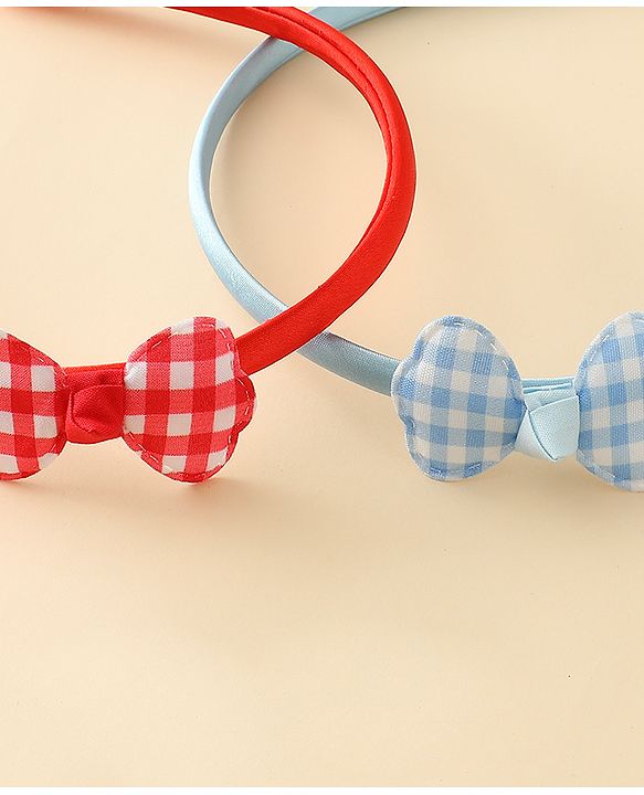 Babyhug Hair Bands with Bow Applique Pack of 2 Free Size - Red & Blue