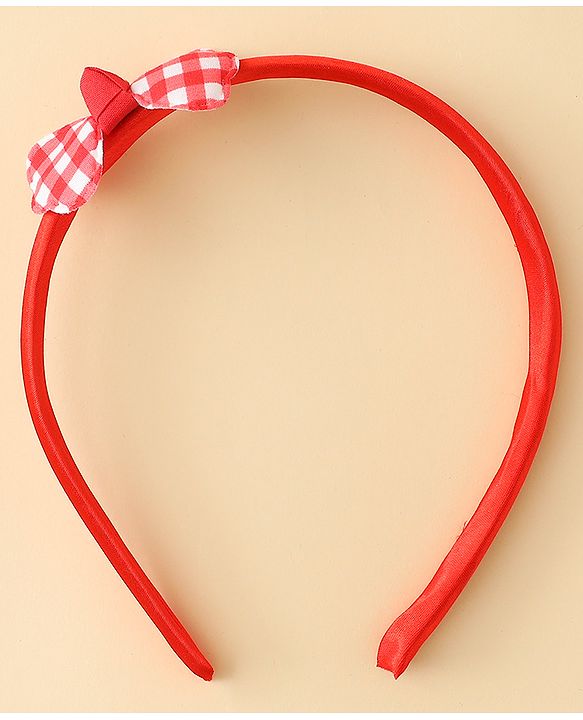 Babyhug Hair Bands with Bow Applique Pack of 2 Free Size - Red & Blue