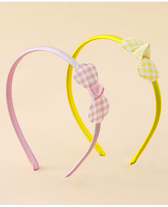 Babyhug Hair Bands with Bow Applique Pack of 2 Free Size - Red & Blue