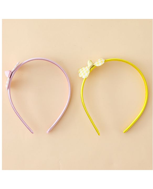 Babyhug Hair Bands with Bow Applique Pack of 2 Free Size - Red & Blue
