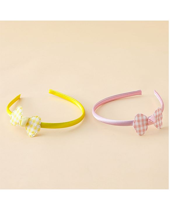 Babyhug Hair Bands with Bow Applique Pack of 2 Free Size - Red & Blue