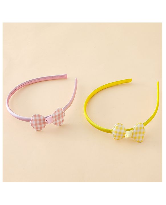 Babyhug Hair Bands with Bow Applique Pack of 2 Free Size - Red & Blue