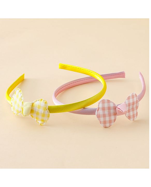 Babyhug Hair Bands with Bow Applique Pack of 2 Free Size - Red & Blue