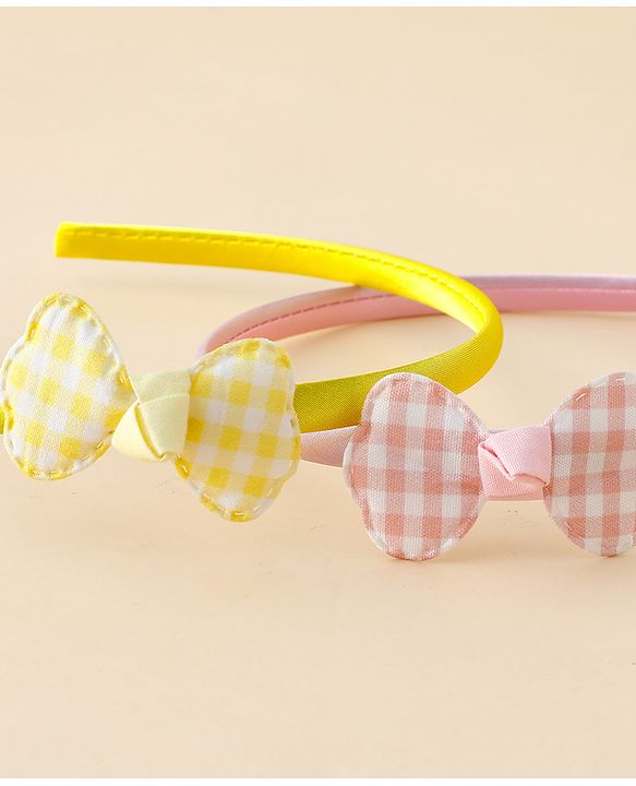 Babyhug Hair Bands with Bow Applique Pack of 2 Free Size - Red & Blue