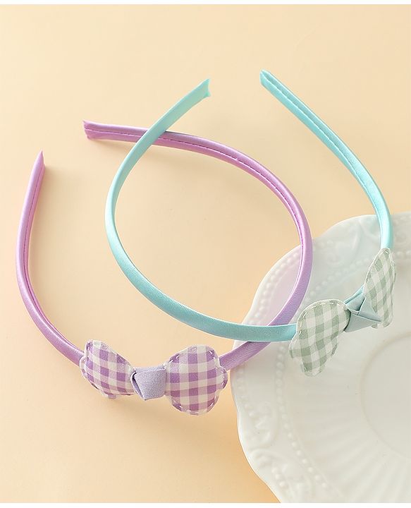 Babyhug Hair Bands with Bow Applique Pack of 2 Free Size - Red & Blue