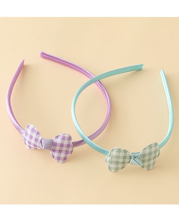 Babyhug Hair Bands with Bow Applique Pack of 2 Free Size - Red & Blue