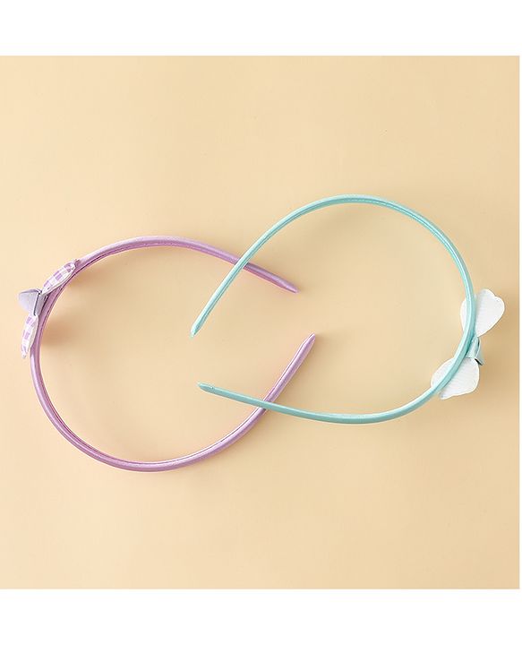 Babyhug Hair Bands with Bow Applique Pack of 2 Free Size - Red & Blue