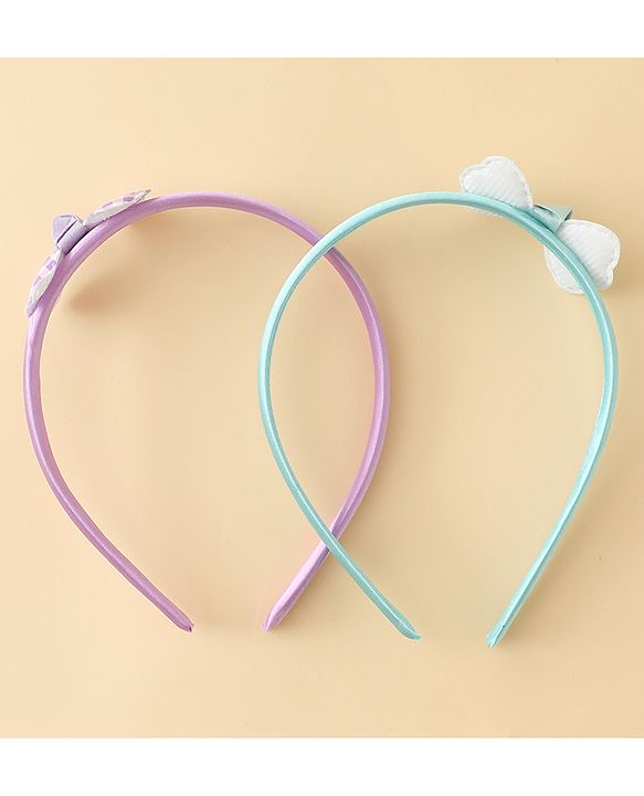 Babyhug Hair Bands with Bow Applique Pack of 2 Free Size - Red & Blue