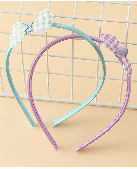 Babyhug Hair Bands with Bow Applique Pack of 2 Free Size - Red & Blue