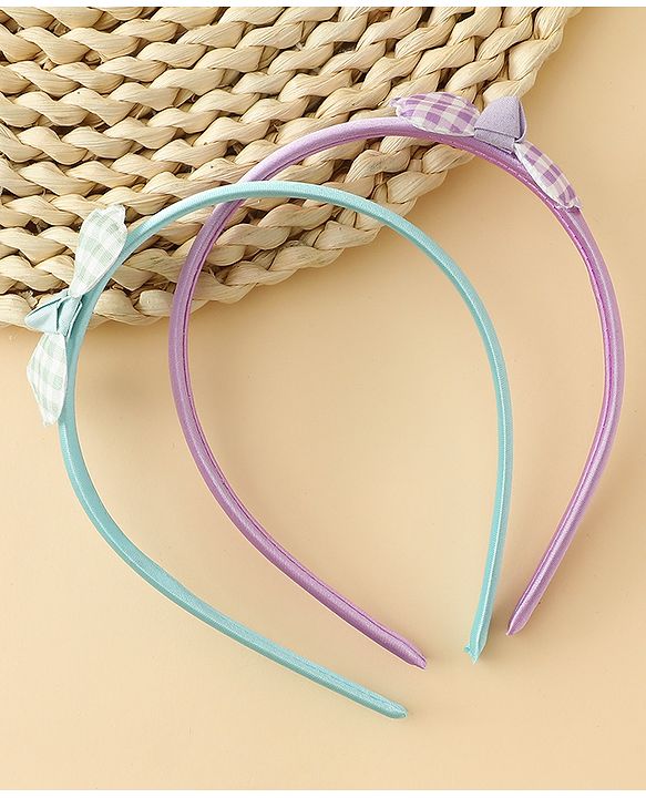 Babyhug Hair Bands with Bow Applique Pack of 2 Free Size - Red & Blue