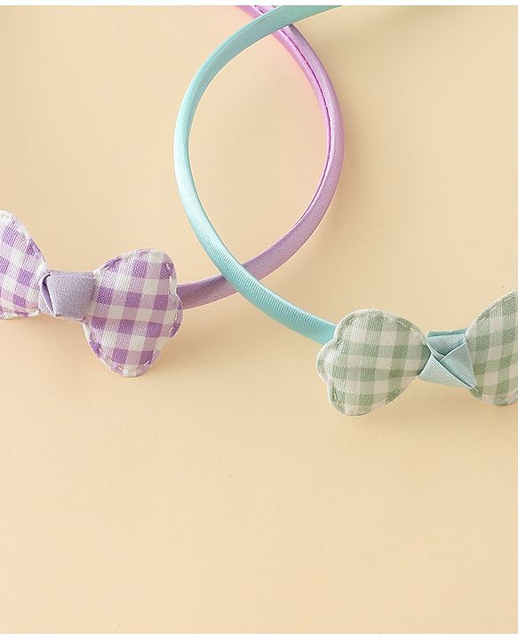Babyhug Hair Bands with Bow Applique Pack of 2 Free Size - Red & Blue