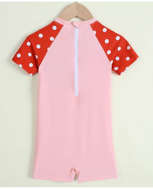 Babyhug Half Raglan Sleeves Legged Swimsuit With Animal Print - Multicolor