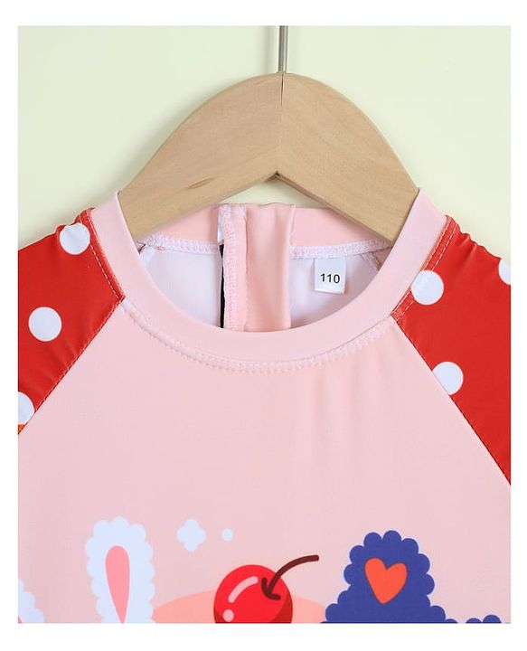 Babyhug Half Raglan Sleeves Legged Swimsuit With Animal Print - Multicolor