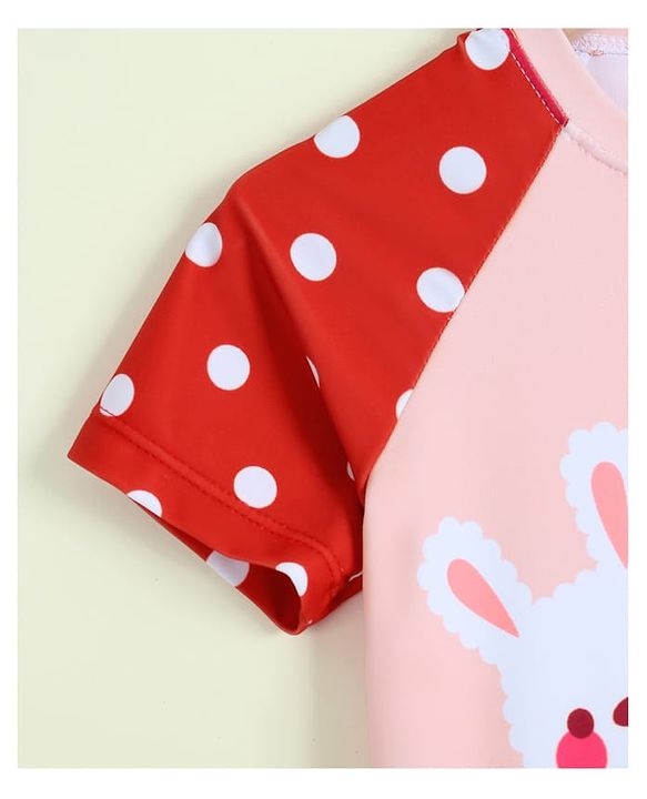 Babyhug Half Raglan Sleeves Legged Swimsuit With Animal Print - Multicolor