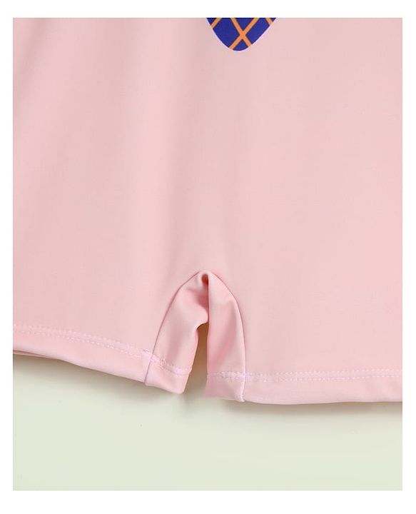 Babyhug Half Raglan Sleeves Legged Swimsuit With Animal Print - Multicolor