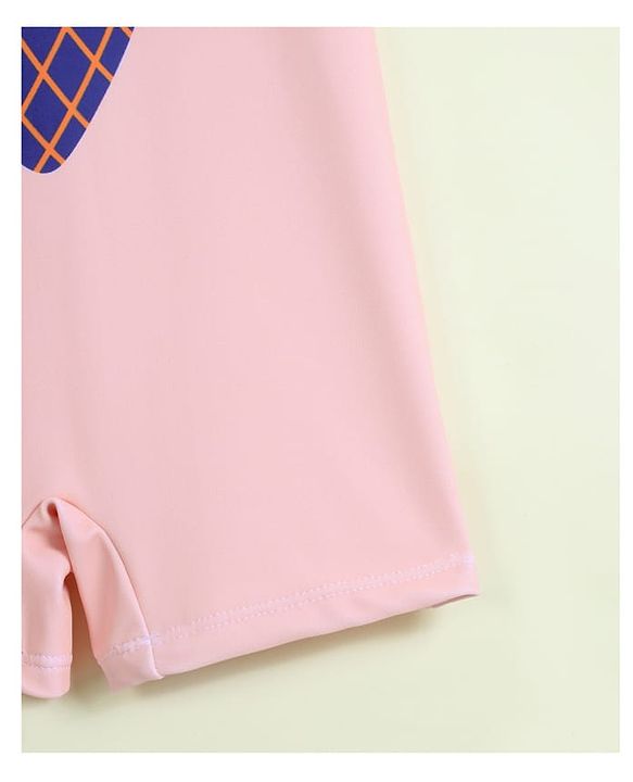 Babyhug Half Raglan Sleeves Legged Swimsuit With Animal Print - Multicolor