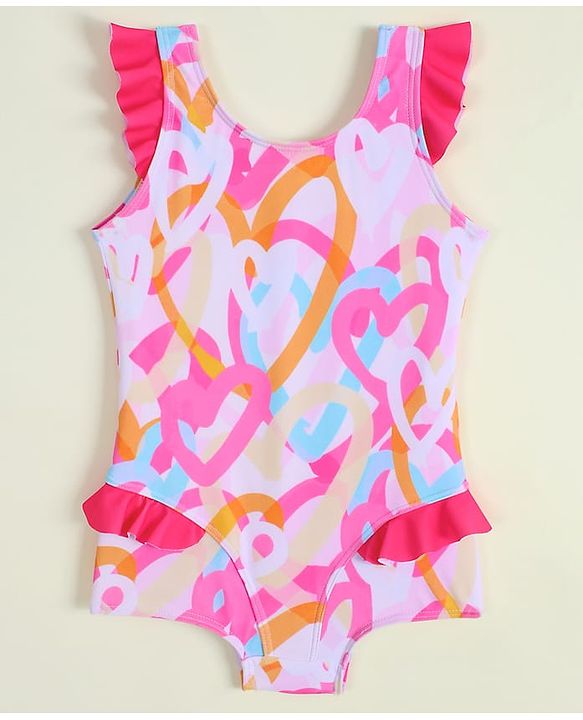 Babyhug Sleeveless Printed V Cut Swimsuit - Multicolor